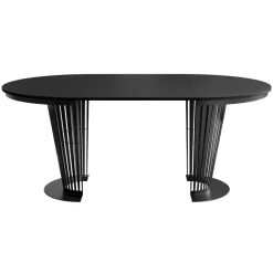 Tavolo da pranzo allungabile 100/176x100 cm rotondo industrial nero metallo nero Monox