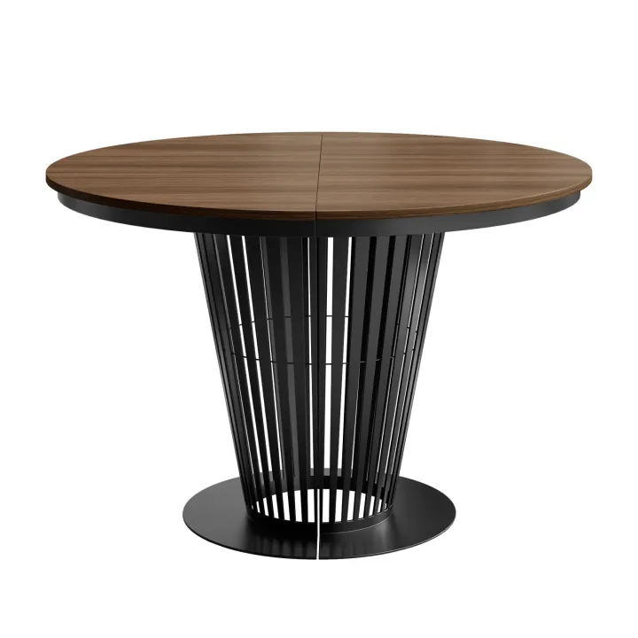 Tavolo da pranzo allungabile 100/176x100 cm rotondo industrial noce metallo nero Monox