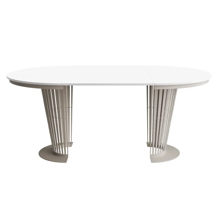 Tavolo da pranzo allungabile 100/176x100 cm rotondo industrial bianco metallo cashmere Monox