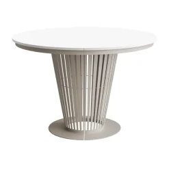 Tavolo da pranzo allungabile 100/176x100 cm rotondo industrial bianco metallo cashmere Monox