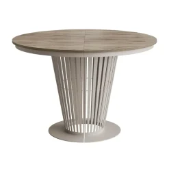 Tavolo da pranzo allungabile 100/176x100 cm rotondo industrial rovere scuro metallo cashmere Monox