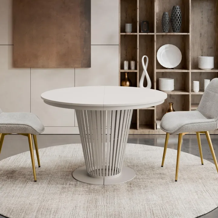 Tavolo da pranzo allungabile 100/176x100 cm rotondo industrial cashmere metallo cashmere Monox
