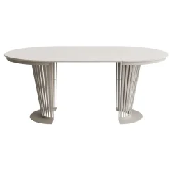 Tavolo da pranzo allungabile 100/176x100 cm rotondo industrial cashmere metallo cashmere Monox