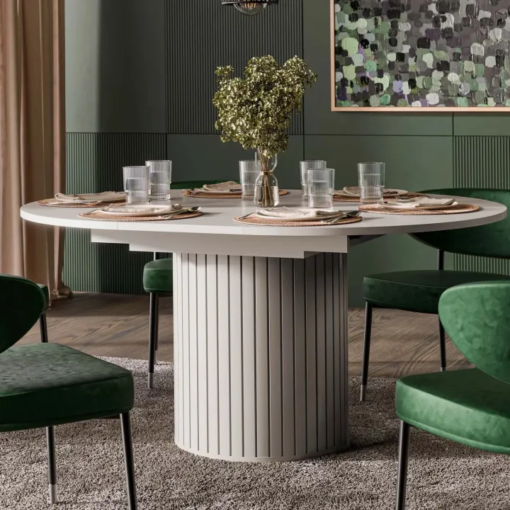 Tavolo da pranzo 120/160 cm ovale allungabile beige cashmere Selene