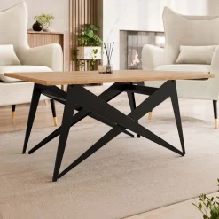 Tavolo da pranzo e da salotto 2 in 1 trasformabile 90/170x70cm rovere nero Nexus