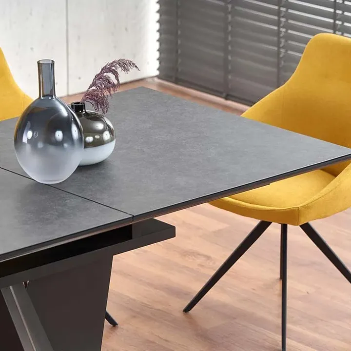 Tavolo in vetro allungabile moderno 160/200cm grigio scuro Curtis
