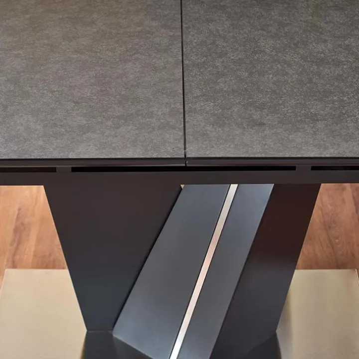 Tavolo in vetro allungabile moderno 160/200cm grigio scuro Curtis