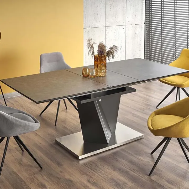 Tavolo in vetro allungabile moderno 160/200cm grigio scuro Curtis