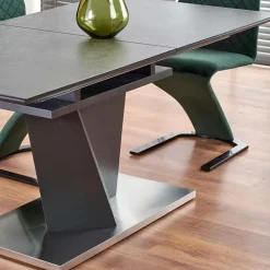 Tavolo in vetro allungabile moderno 160/200cm grigio scuro Curtis