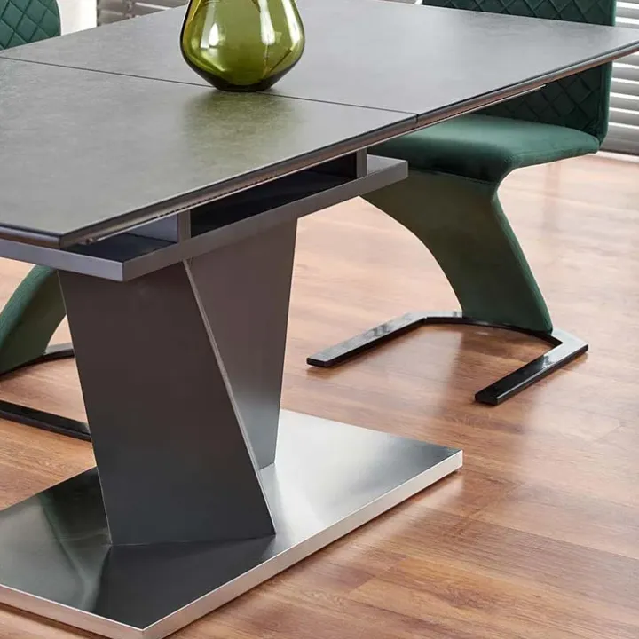 Tavolo in vetro allungabile moderno 160/200cm grigio scuro Curtis