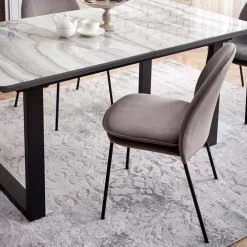 Tavolo in vetro 160/200cm allungabile marmo bianco grigio Jeff