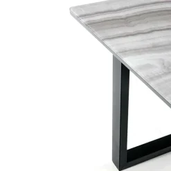 Tavolo in vetro 160/200cm allungabile marmo bianco grigio Jeff