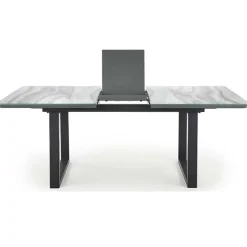 Tavolo in vetro 160/200cm allungabile marmo bianco grigio Jeff