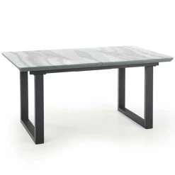 Tavolo in vetro 160/200cm allungabile marmo bianco grigio Jeff