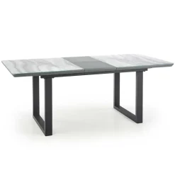 Tavolo in vetro 160/200cm allungabile marmo bianco grigio Jeff