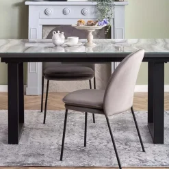 Tavolo in vetro 160/200cm allungabile marmo bianco grigio Jeff