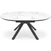 Tavolo rotondo allungabile 130/180cm vetro effetto marmo bianco nero Galact