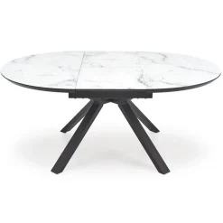 Tavolo rotondo allungabile 130/180cm vetro effetto marmo bianco nero Galact