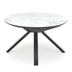 Tavolo rotondo allungabile 130/180cm vetro effetto marmo bianco nero Galact
