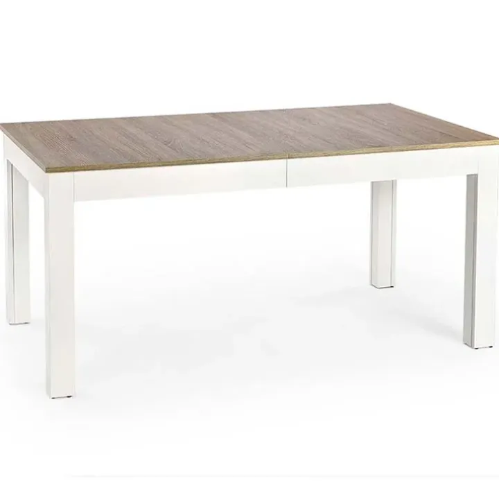 Tavolo 130/170x80cm da pranzo allungabile moderno bianco acciaio Gubbio