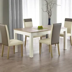 Tavolo 130/170x80cm da pranzo allungabile moderno bianco acciaio Gubbio
