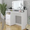Toeletta da trucco con cassetti 120x40cm con specchio e led bianco Eloisa
