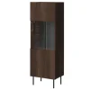 Vetrina alta 60x183h cm 1 anta 2 vani a giorno noce cannettato Gabiot