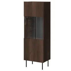 Vetrina alta 60x183h cm 1 anta 2 vani a giorno noce cannettato Gabiot
