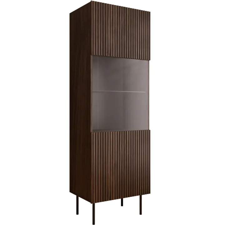 Vetrina alta 60x183h cm 1 anta 2 vani a giorno noce cannettato Gabiot