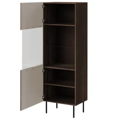 Vetrina alta 60x183h cm 1 anta 2 vani a giorno noce cannettato Gabiot