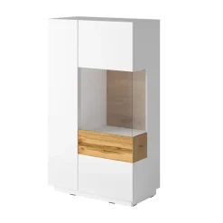 Vetrina bassa 80x139h cm 2 ante destra bianco lucido rovere Bahama