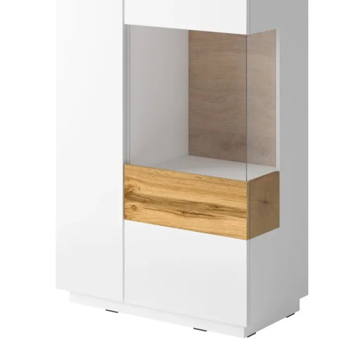 Vetrina bassa 80x139h cm 2 ante destra bianco lucido rovere Bahama