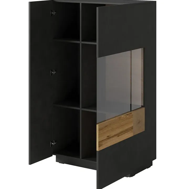 Vetrina bassa 80x139h cm 2 ante destra antracite rovere Bahama