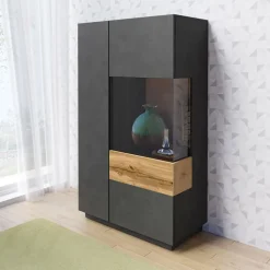 Vetrina bassa 80x139h cm 2 ante destra antracite rovere Bahama