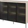 Vetrina bassa 150x118h cm 3 ante led beige nero Camelia