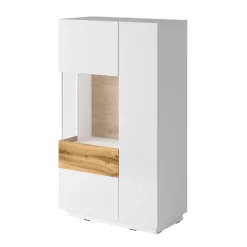 Vetrina bassa 80x139h cm 2 ante sinistra bianco lucido rovere Bahama