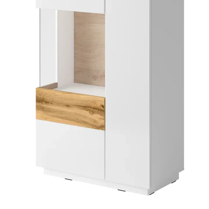 Vetrina bassa 80x139h cm 2 ante sinistra bianco lucido rovere Bahama