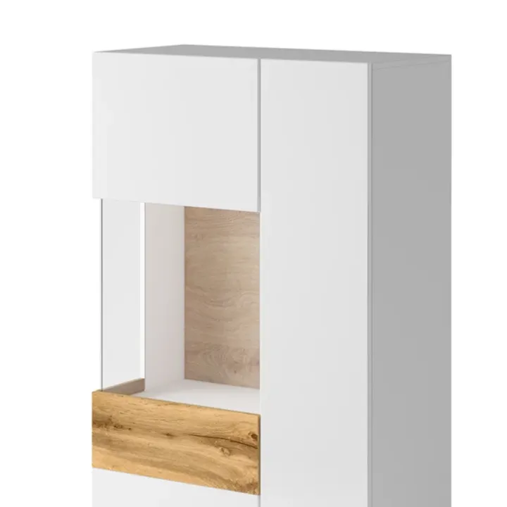 Vetrina bassa 80x139h cm 2 ante sinistra bianco lucido rovere Bahama