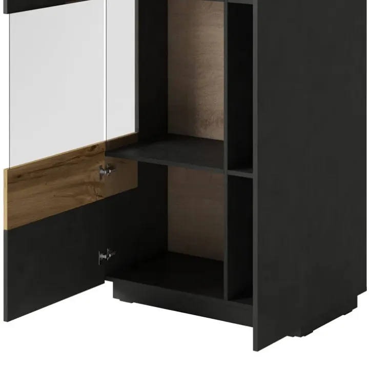 Vetrina bassa 80x139h cm 2 ante sinistra antracite rovere Bahama