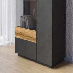 Vetrina bassa 80x139h cm 2 ante sinistra antracite rovere Bahama
