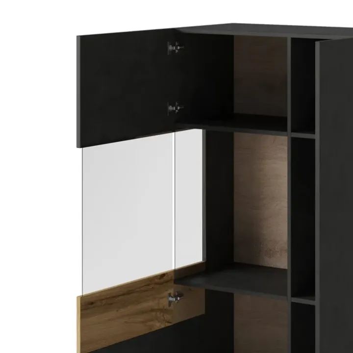 Vetrina bassa 80x139h cm 2 ante sinistra antracite rovere Bahama
