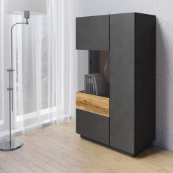 Vetrina bassa 80x139h cm 2 ante sinistra antracite rovere Bahama