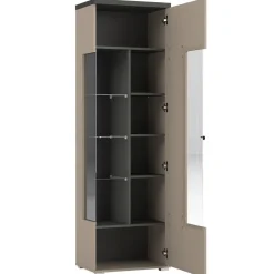 Vetrina moderna 55x180h cm 1 anta beige grigio Matt
