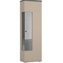 Vetrina moderna 55x180h cm 1 anta beige grigio Matt