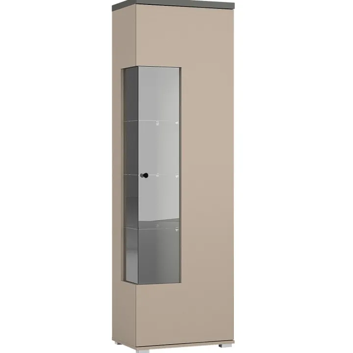 Vetrina moderna 55x180h cm 1 anta beige grigio Matt