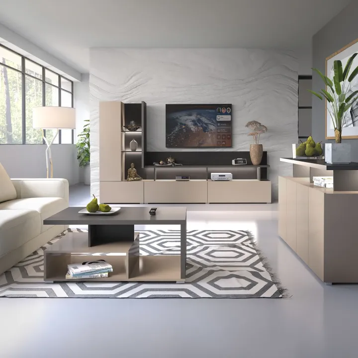 Vetrina moderna 55x180h cm 1 anta beige grigio Matt