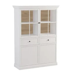 Vetrina moderna 115x162h cm 4 ante 2 cassetti shabby bianco Purro