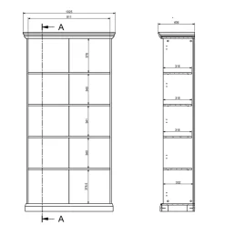 Vetrina moderna 103x200h cm 2 ante con vetro shabby bianco Purro