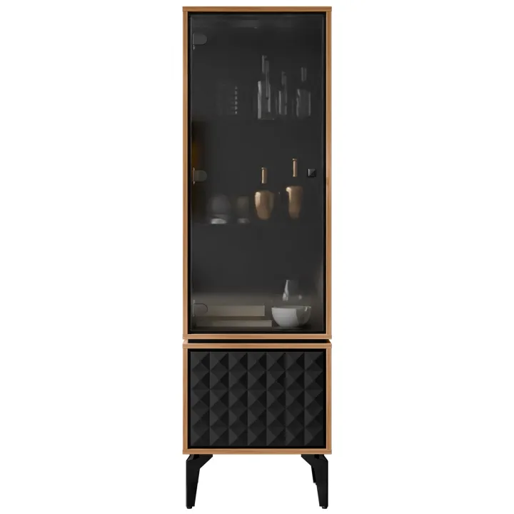 Vetrina moderna 54x182h cm 2 ante serigrafato rovere nero Duplo