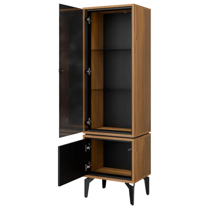 Vetrina moderna 54x182h cm 2 ante serigrafato rovere nero Duplo